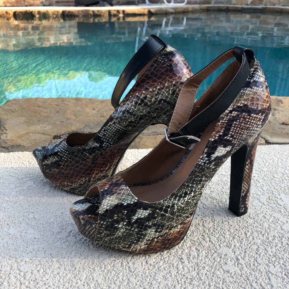 Charlotte Russe faux lizard skin platform heels